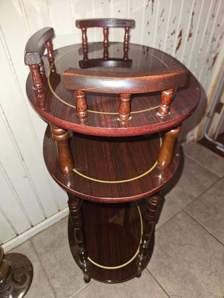 Vintage bijzet tafeltje 3 etages ovaal, Huis en Inrichting, Tafels | Bijzettafels, Ophalen, Gebruikt, Ovaal, Minder dan 55 cm