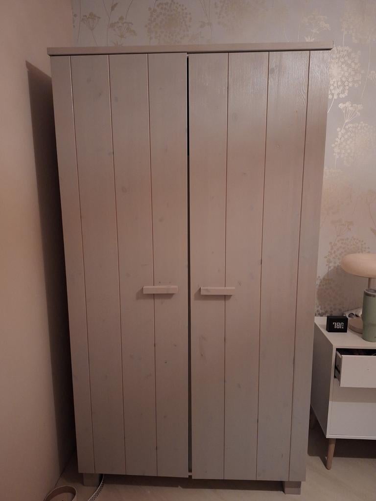 WOOOD Kledingkast Dennis Grijs - 2-deurs, Ophalen, Met deur(en), 100 tot 150 cm, Modern, Scandinavisch