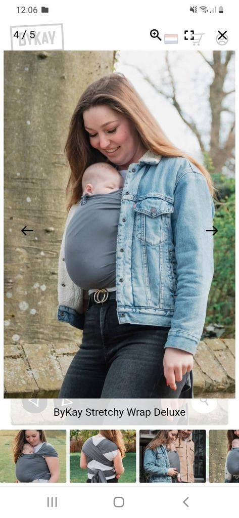 ByKay Stretchy Wrap Deluxe Antraciet Visgraat, Kinderen en Baby's, Babydragers en Draagdoeken, Ophalen of Verzenden, Zo goed als nieuw