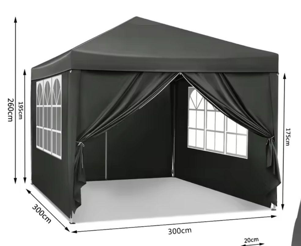 Easy up partytent 3x3 grijs, Tuin en Terras, Partytenten, Opvouwbaar, Partytent, Nieuw, 2 meter of meer