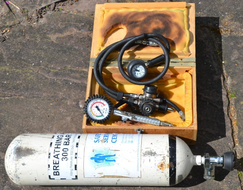 Duikfles-cilinder omgebouwd voor een opblaasbare Karstentent, Ophalen, Gebruikt