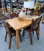 Eethoek | uittrektafel massief €95 | + 4 stoelen | los te k., Ophalen, Gebruikt, 4 tot 6 stoelen