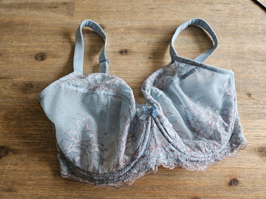 Blauwgrijze BH maat 75J - plus size, Verzenden, Zwart, BH