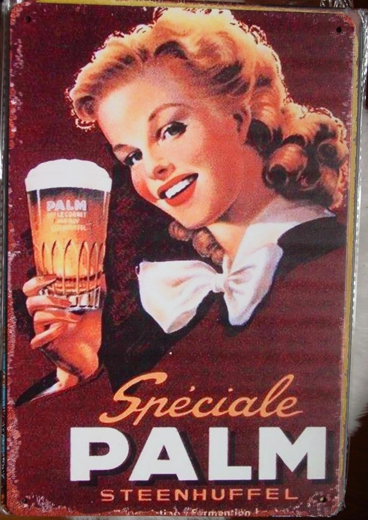 PALM REKLAME  -METAAL-, Ophalen of Verzenden, Gebruikt, Reclamebord