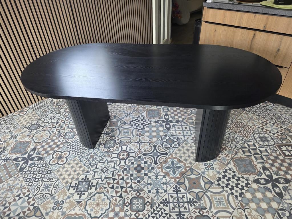 Zwartr eettafel 180 bij 80, Ophalen, 50 tot 100 cm, Rechthoekig, 75 cm of meer