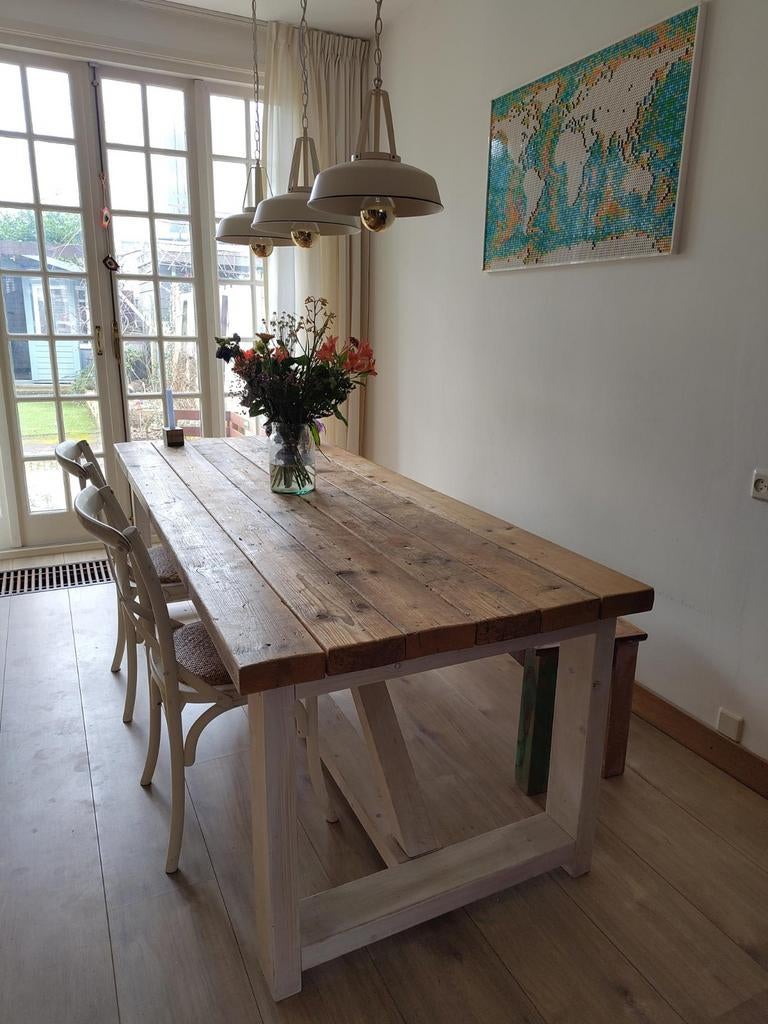 JORG eettafel steigerhout/whitewash, Ophalen, Gebruikt, Landelijk, Robuust, 200 cm of meer