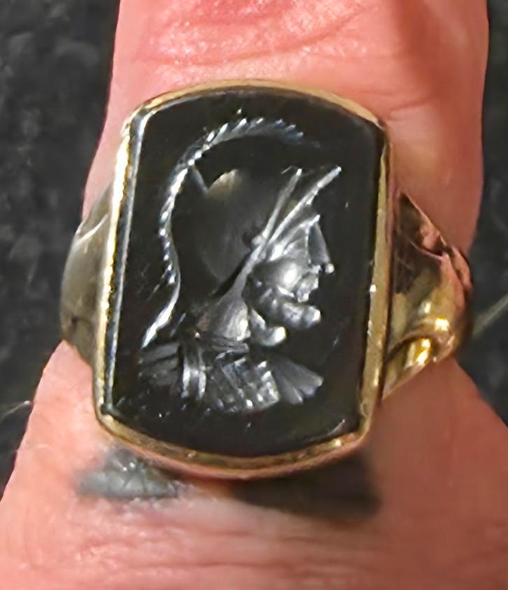 Gouden heren ring intaglio 14k 585, Sieraden, Tassen en Uiterlijk, Ringen, Zo goed als nieuw, Heer, Goud, Goud, Ophalen of Verzenden