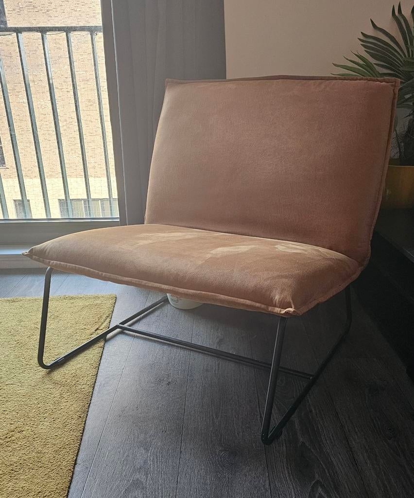 Comfortabele suède stoel - 83x70x85cm, Ophalen, Bruin, Zo goed als nieuw, Eén