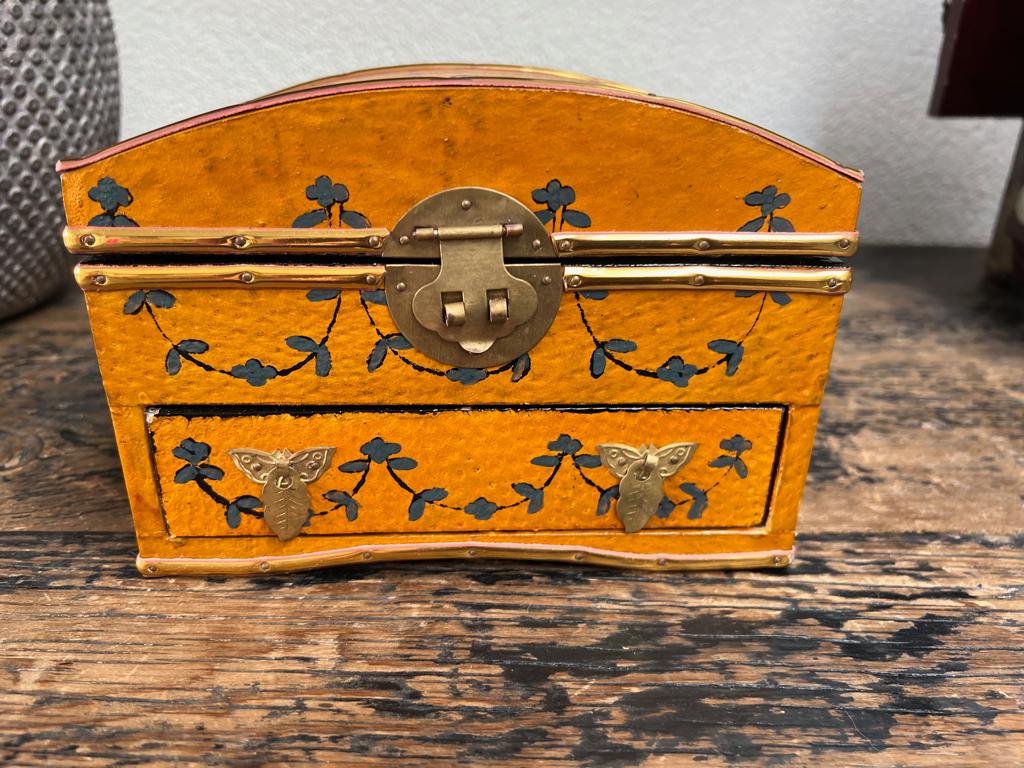 Chinees leer handbeschilderd sieraden juwelen kist chinese, Ophalen of Verzenden