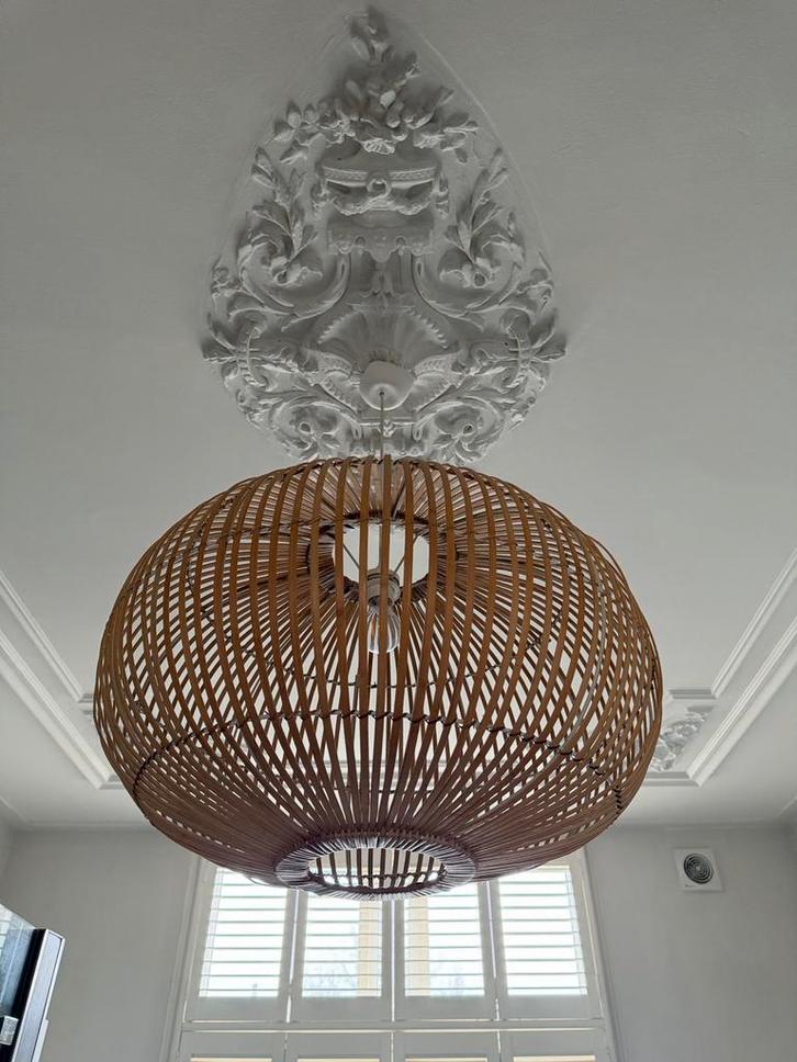 2 grote lampenkappen bamboe, Huis en Inrichting, Woonaccessoires | Overige, Gebruikt, Ophalen