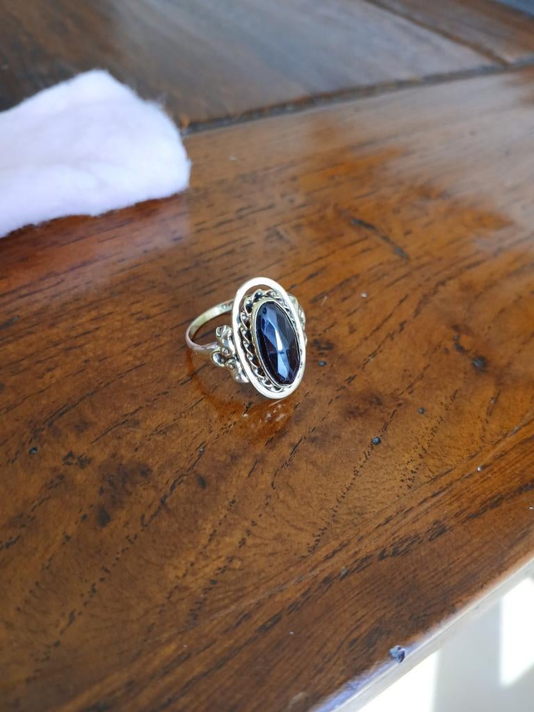 Gouden ring met facet geslepen granaat, Ophalen of Verzenden, Zo goed als nieuw, Goud, Pandora