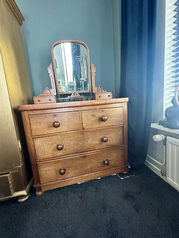 Mahonie kaptafel ladenkast, Huis en Inrichting, Kasten | Ladekasten, Zo goed als nieuw, Minder dan 100 cm, 100 tot 150 cm, 25 tot 50 cm