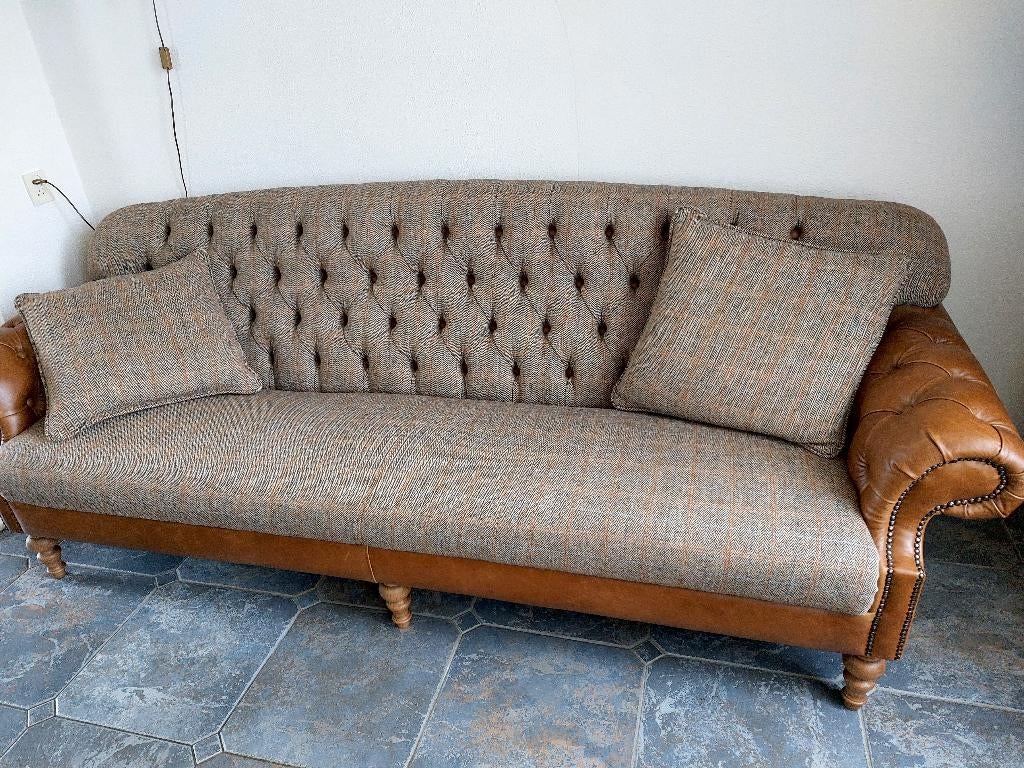 Dartford chesterfield 4 zits bank met Harris Tweed, Ophalen, 250 tot 300 cm, Chesterfield, 75 tot 100 cm