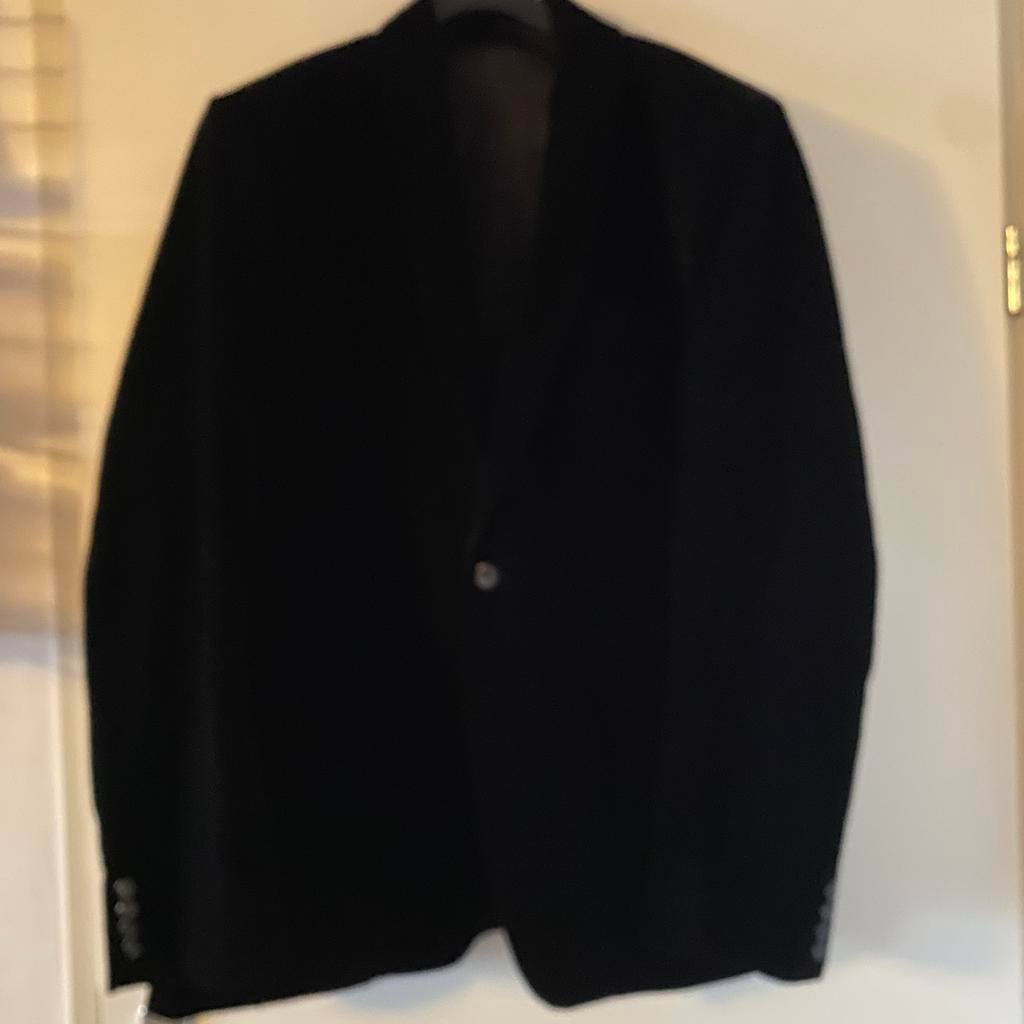 ZWART FLUWELEN BLAZER JASJE 54 (56?), Ophalen of Verzenden, Gedragen, Maat 52/54 (L), Zwart