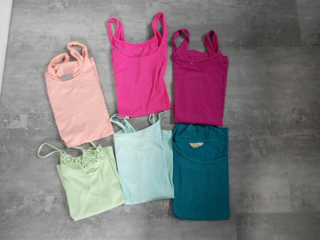 Topjes, 7 stuks, diverse kleuren en merken, maat 44/46., Kleding | Dames, Overige kleuren, Vero Moda, Miss Etam., Maat 46/48 (XL) of groter