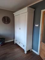 Witte houten kast met lade en planken, Ophalen, Gebruikt, Klassiek, 150 tot 200 cm