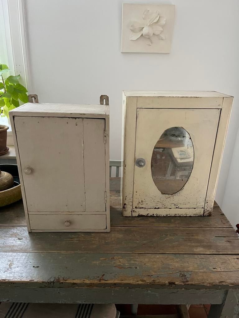 VINTAGE RETRO KASTJE MEDICIJNKAST 2 STUKS HOUT METAAL, Antiek en Kunst, Ophalen of Verzenden