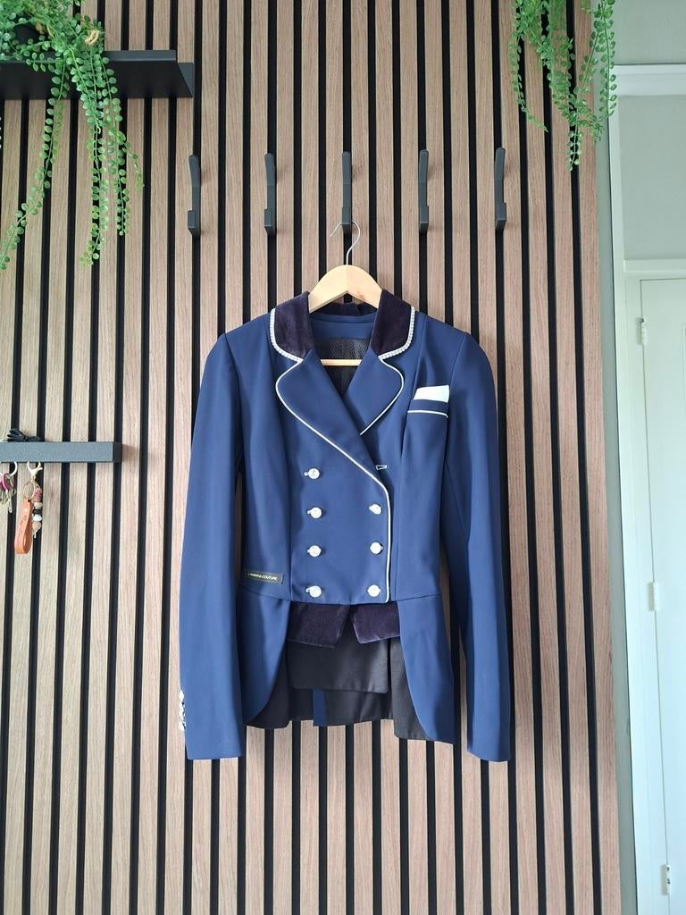 Lamantia Couture Mini Frack Dressuurjasje - Donkerblauw XS, Ophalen of Verzenden, Zo goed als nieuw, Dressuur, Bovenkleding