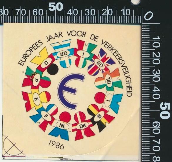 Sticker: Europees Jaar voor de Verkeersveiligheid - 1986 (2), Verzamelen, Stickers, Zo goed als nieuw, Auto of Motor, Ophalen of Verzenden