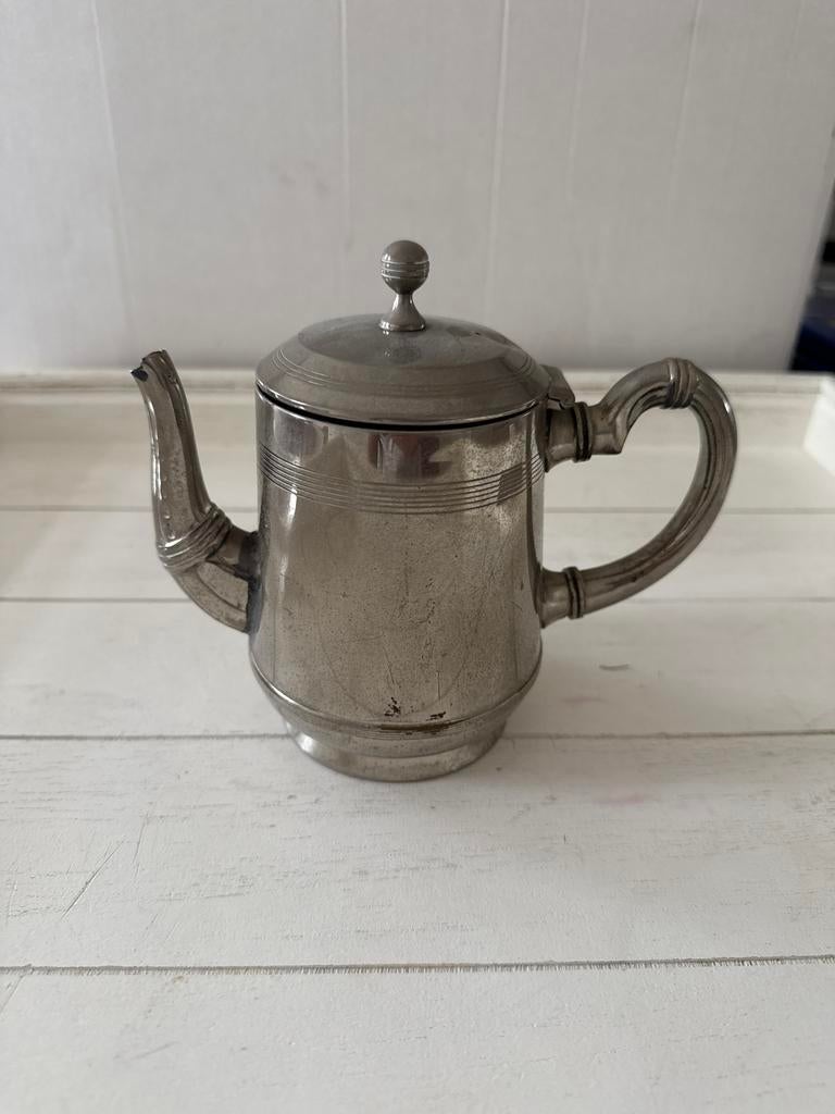 Antieke tinnen theepot van Kurz & Tiel, 1891, Antiek en Kunst, Antiek | Tin, Ophalen of Verzenden