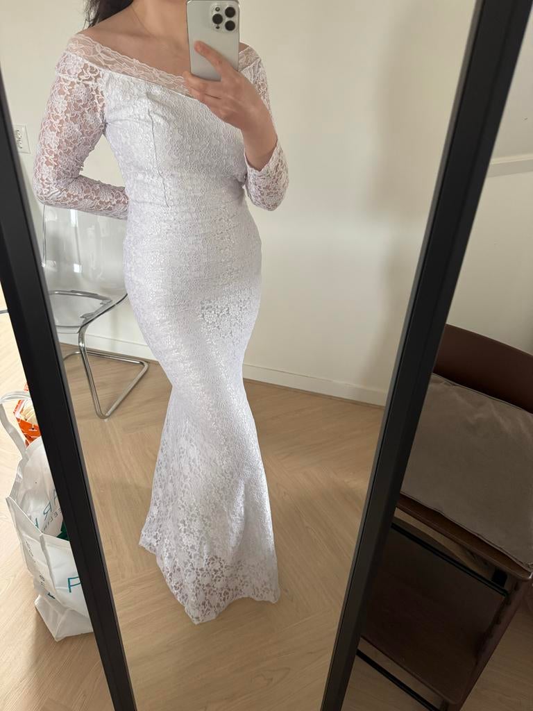 Prachtige simpele witte trouwjurk, Kleding | Dames, Ophalen, Gedragen, Wit, Trouwjurk