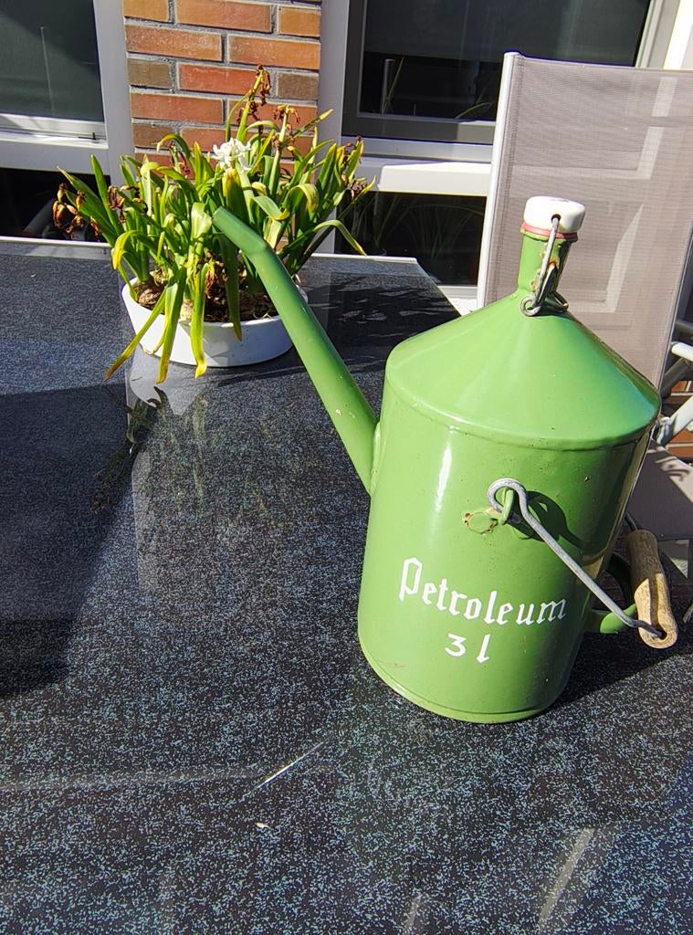 Antieke emaille petroleum kan 5 Liter, Antiek en Kunst, Antiek | Emaille, Ophalen of Verzenden