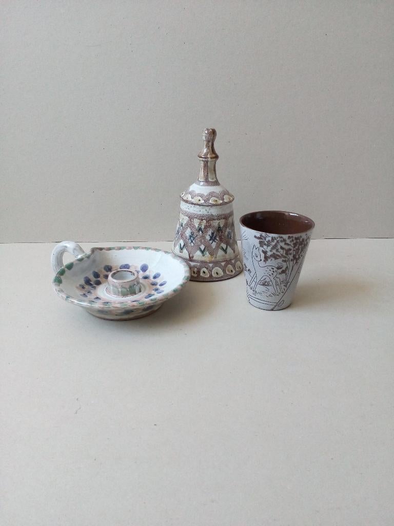 Hertjes beker/Kandelaar/bel.Atelier Champignon.P.st.geprijsd, Antiek en Kunst, Ophalen of Verzenden