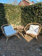 Twee Rotan tuin fauteuils incl kussens, Tuin en Terras, Tuinstoelen, Ophalen, Gebruikt, Rotan