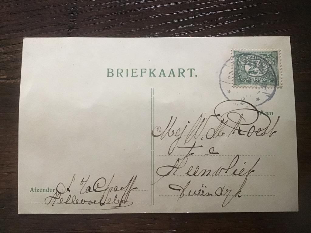 Briefkaart 1914 met postzegel., Ophalen of Verzenden, 10 gulden