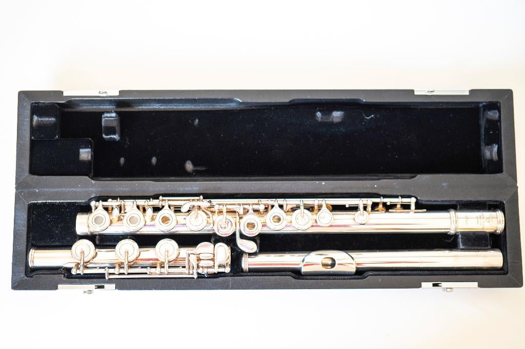 Dwarsfluit Sankyo volledig zilver b-voet, Muziek en Instrumenten, Ophalen, Gebruikt, Dwarsfluit, Met koffer of tas