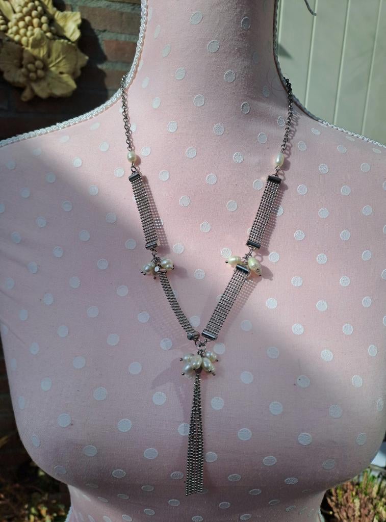 Mooie vintage ketting van Ldadpr., Gebruikt, Ophalen of Verzenden, Zilver, Overige materialen