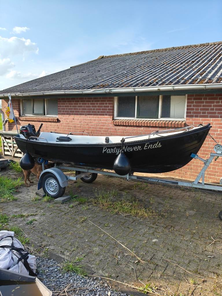 Sloep met 6pk 4T buitenboordmotor, Gebruikt, Tot 10 pk, Ophalen of Verzenden, 3 tot 6 meter