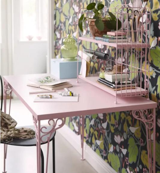 Ikea bureau roze met opzetstuk (Falkhojden), Huis en Inrichting, Bureaus, Ophalen, Gebruikt, Bureau