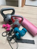Sport artikelen, dumbells , kettlebells, mat, springtouw, Sport en Fitness, Fitnessmaterialen, Ophalen, Zo goed als nieuw, Overige typen