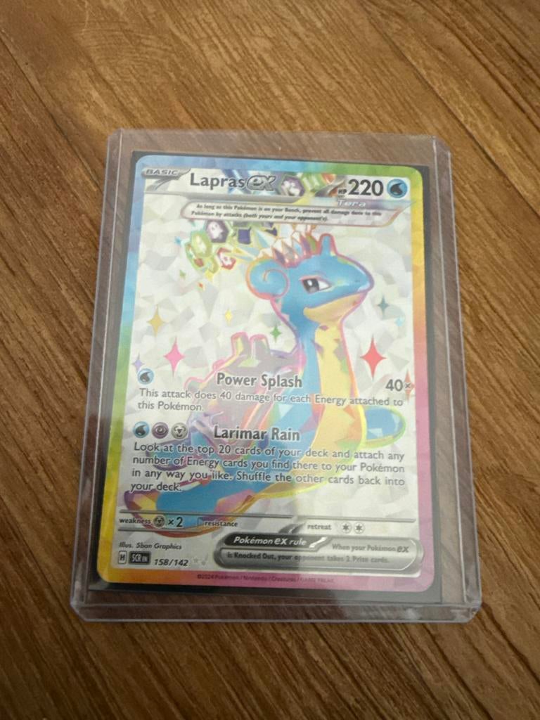 Pokémonkaart Lapras ex 158/142, Ophalen of Verzenden, Zo goed als nieuw, Losse kaart, Foil