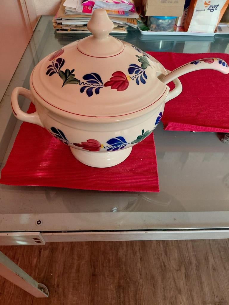 Boerenbont Soepterrine met lepel, Ophalen of Verzenden