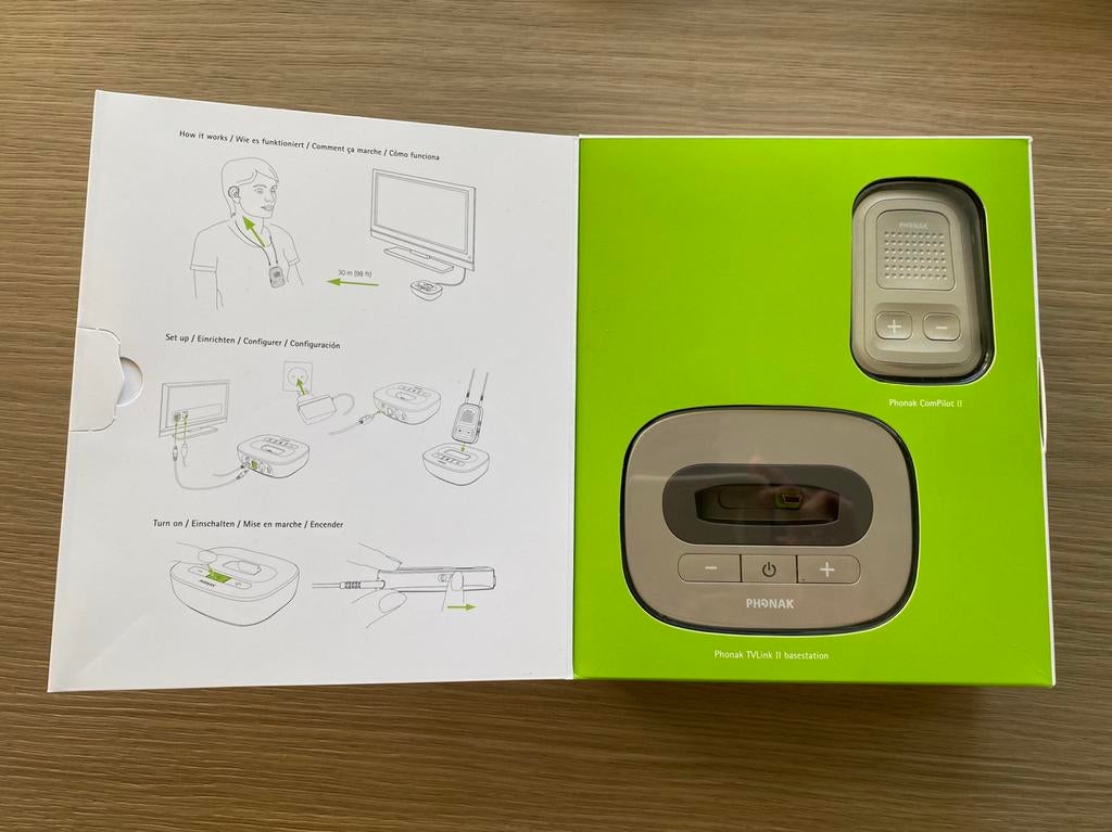 Phonak ComPilot II en TV link II voor hoortoestellen, Audio, Tv en Foto, Ophalen of Verzenden, Overige merken, Draadloos