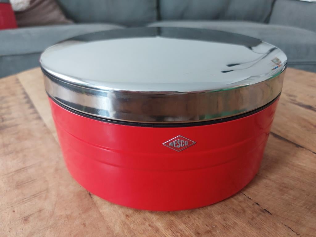 Wesco Koektrommel Rood met Chromen Deksel, Ophalen of Verzenden, Gebruikt