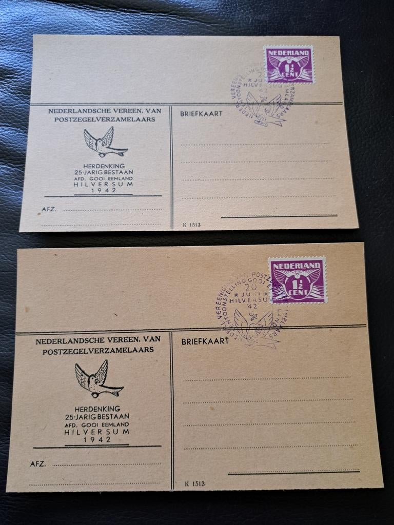 5 jubileum briefkaarten 1942 met roltanding postzegels, Ophalen of Verzenden, Briefkaart