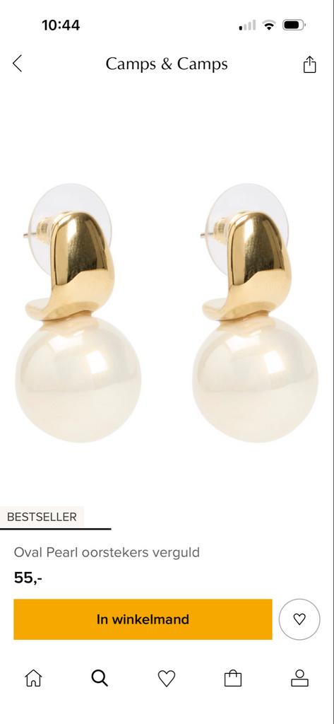 Camps & Camps Oval Pearl Oorstekers Verguld, Sieraden, Tassen en Uiterlijk, Oorbellen, Overige materialen, Ophalen of Verzenden