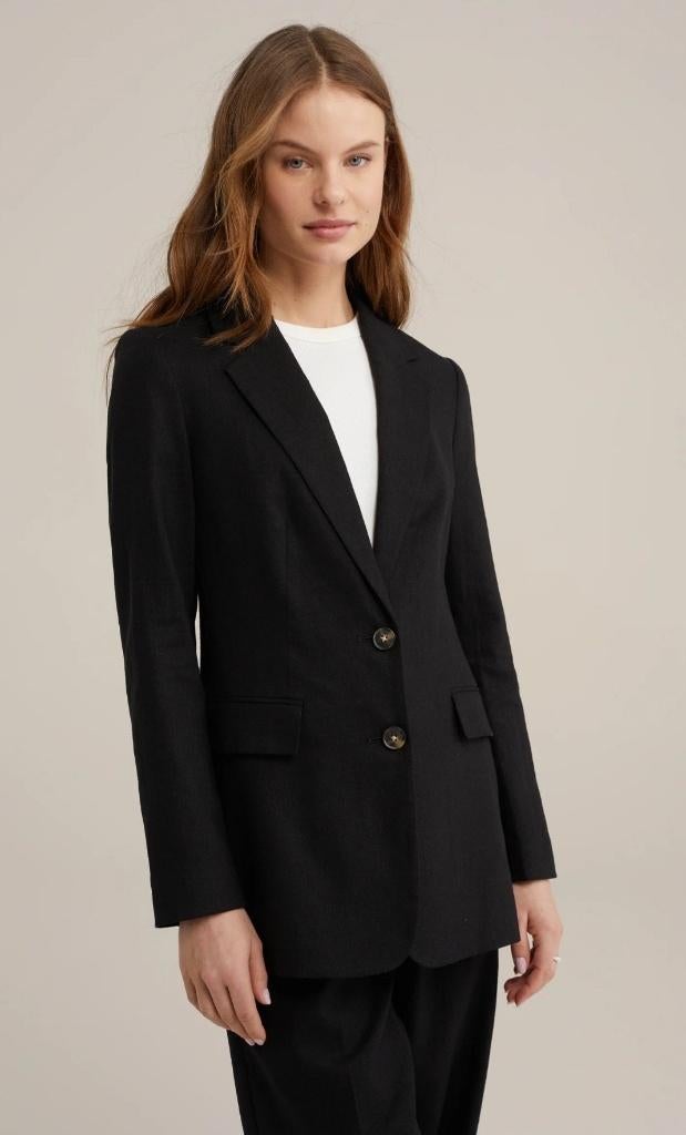 We Fashion mooie zwarte linnen blazer maat 42, Zwart, Maat 42/44 (L), Nieuw, Ophalen of Verzenden