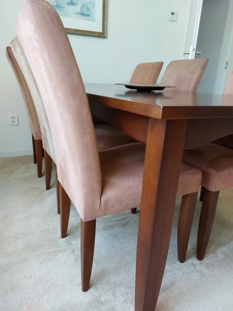 Kersenhouten   eettafel 2x1m plus 6 stoelen, Huis en Inrichting, Tafels | Eettafels, Ophalen of Verzenden, Gebruikt, Rechthoekig