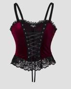 Gothic top Y2K stijl backless donkerrood, Nieuw, Ophalen of Verzenden, Zonder mouw, Maat 34 (XS) of kleiner