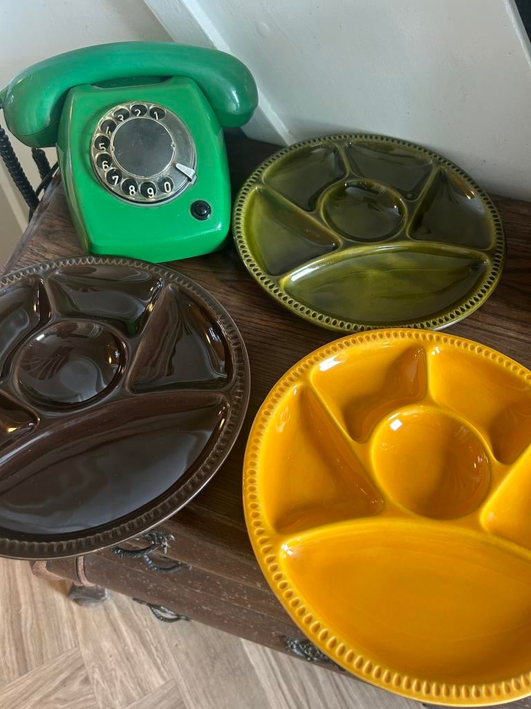 3 vintage fondue borden, Ophalen of Verzenden, Overige typen