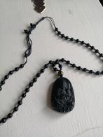 Massieve stenen Buddha ketting zwart, Ophalen of Verzenden, Zo goed als nieuw, Zwart, Steen of Mineraal