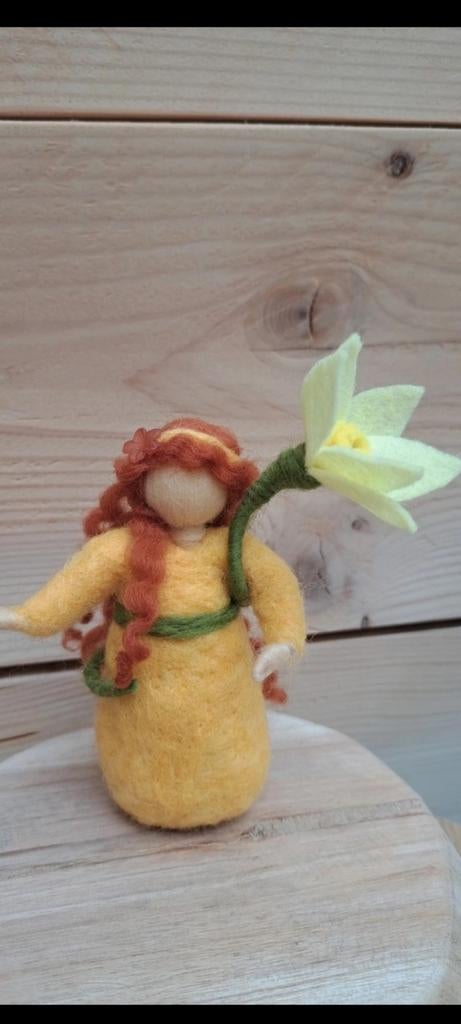 Seizoenstafel jaarring steker lentepopjes 12cm wit/geel, Hobby en Vrije tijd, Vilt, Ophalen of Verzenden, Nieuw, Figuurtje(s)