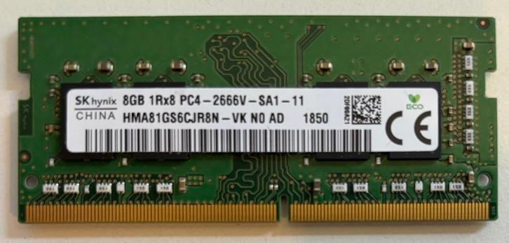 1x SK Hynix 8GB DDR4 2666MHz Sodimm Geheugen | 1.2V, Computers en Software, RAM geheugen, Zo goed als nieuw, Laptop, 8 GB, DDR4