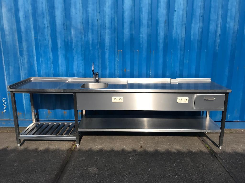 RVS buitenkeuken unit - RVS werktafel incl. spoelunit, Tuin en Terras, Ophalen, Zo goed als nieuw, Gas