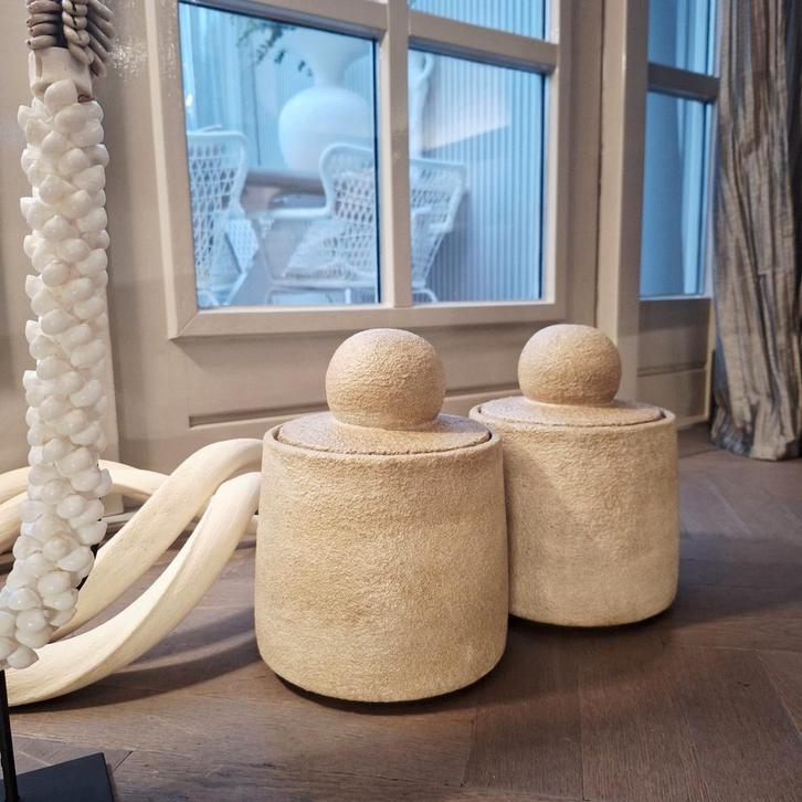 Grote en zware donker beige pot japandi stijl, Huis en Inrichting, Woonaccessoires | Overige, Nieuw, Ophalen of Verzenden