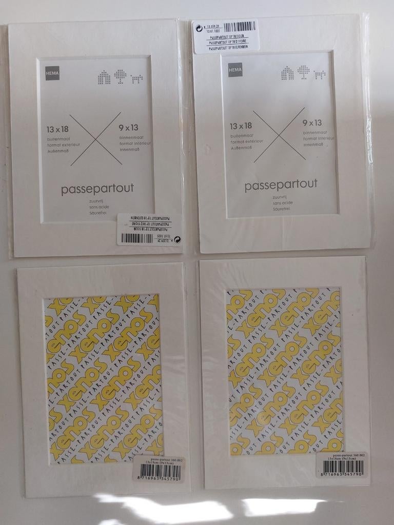 4 nieuwe witte passe-partouts 13x18 cm, Overige materialen, Minder dan 50 cm, Nieuw, Ophalen of Verzenden